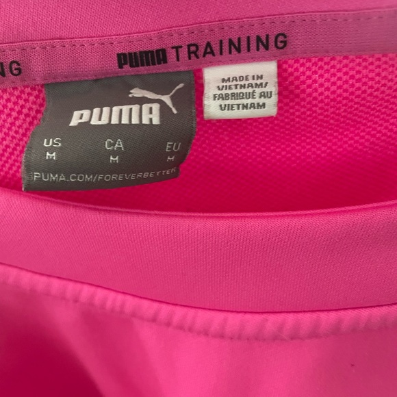 Puma hot pink cropped pullover sweatshirt with zipper detail SZ M workout lounge - Picture 6 of 6